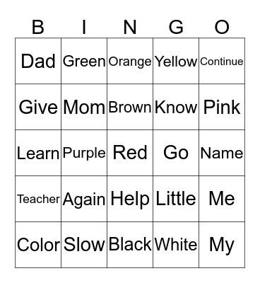 ASL BINGO LESSON 1 Bingo Card