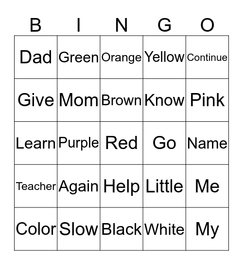 ASL BINGO LESSON 1 Bingo Card