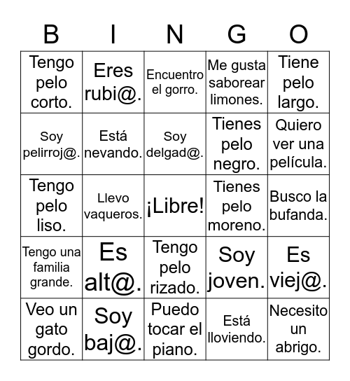 ¡Repaso! Bingo Card