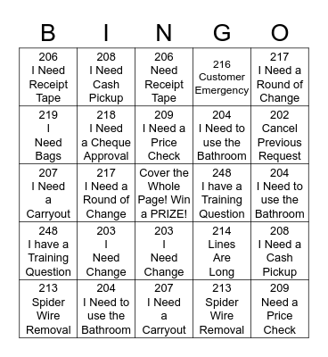 Action Code Bingo! Bingo Card