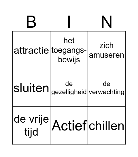 thema 8 Bingo Card