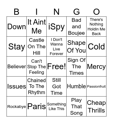 Music Bingo Card