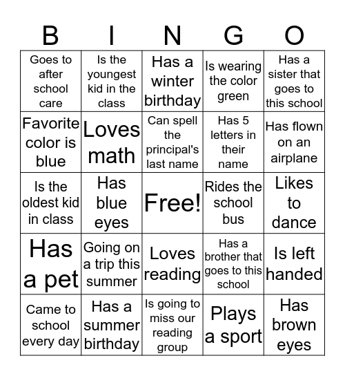 End of Year Bingo Fun Bingo Card