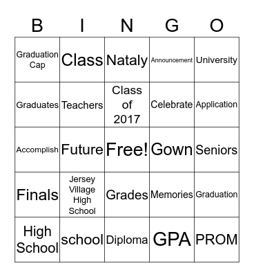 GRADUATION Bingo Card