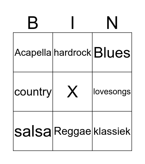 Muziekstijlen Bingo Card