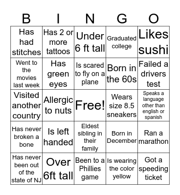 Everett's Graduation Bingo Card