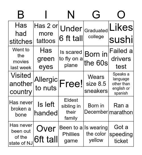Everett's Graduation Bingo Card