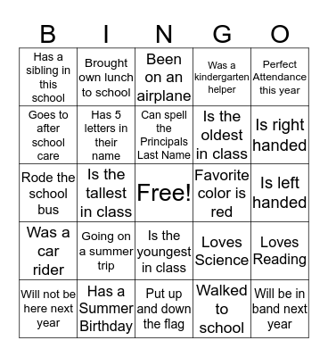 End Of The Year Bingo Card