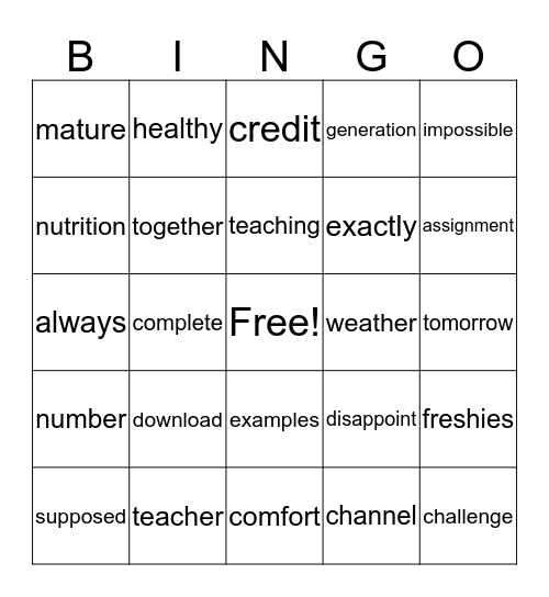 Untitled Bingo Card