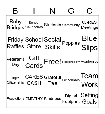 C.A.R.E.S. BINGO Card