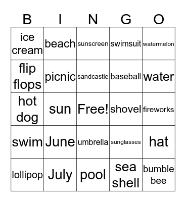 Summer Bingo Card