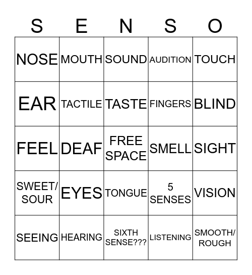 SENSO!!!! Bingo Card