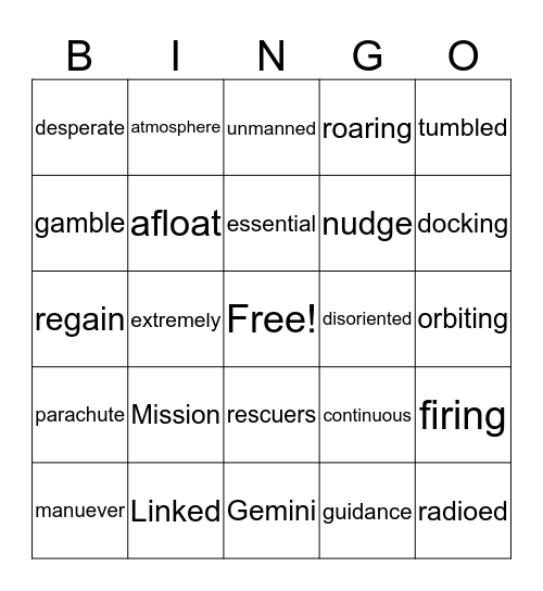 Gemini 8 Bingo Card