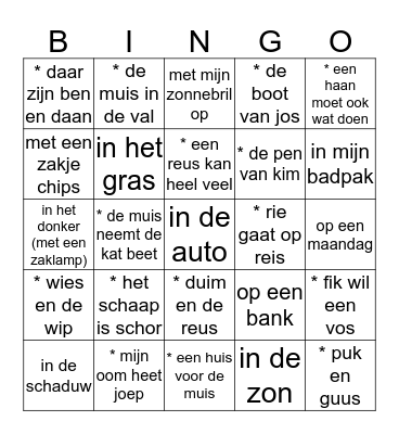 lees je mee?  Bingo Card