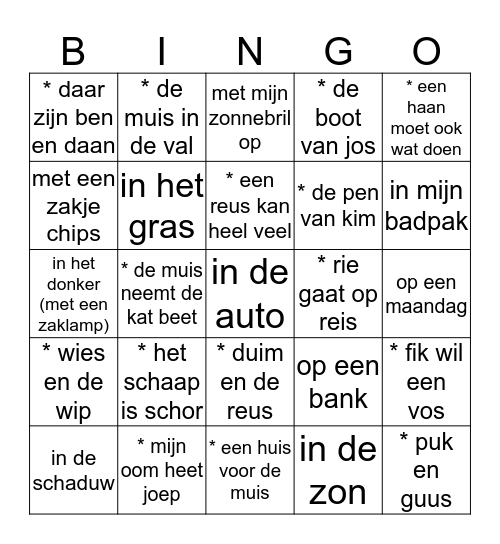 lees je mee?  Bingo Card