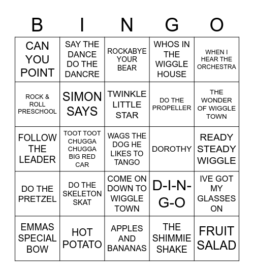 037 BEST OF THE WIGGLES Bingo Card