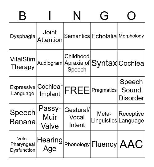Better Hearing and Speech Month Bingo Card