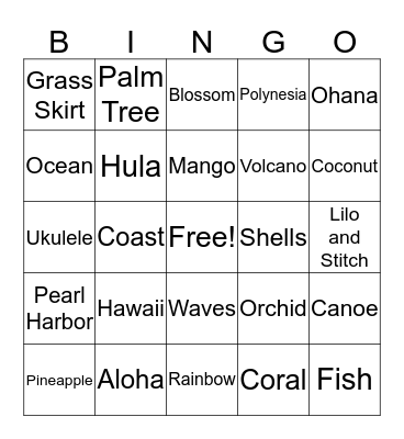 LUAU BINGO Card