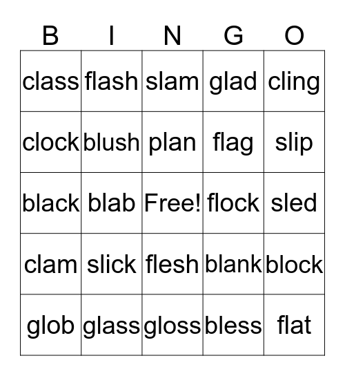 L Blend Bingo Card