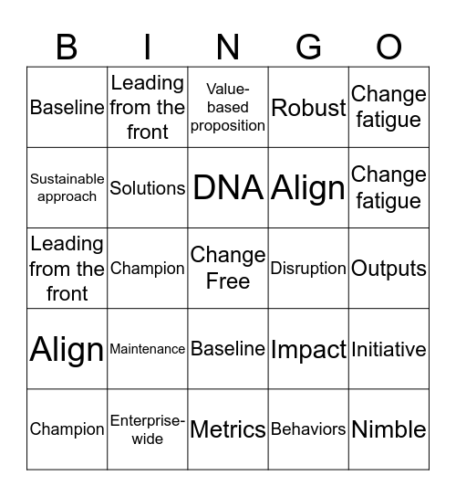 Lingo Bingo Card