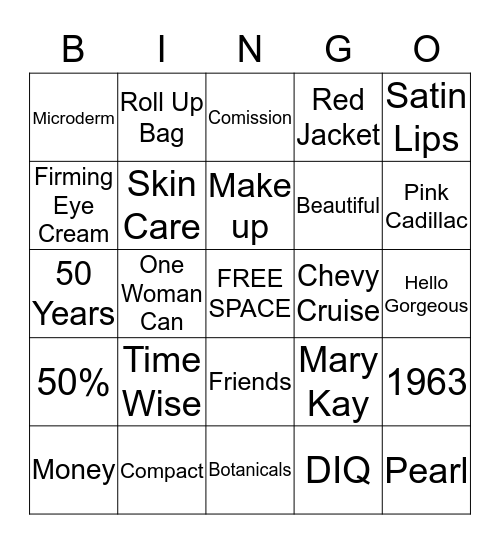 Mary Kay Bingo Card