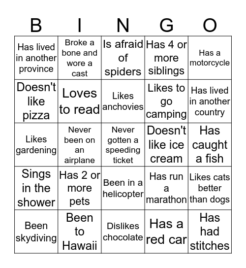 Find someone who.... Bingo Card