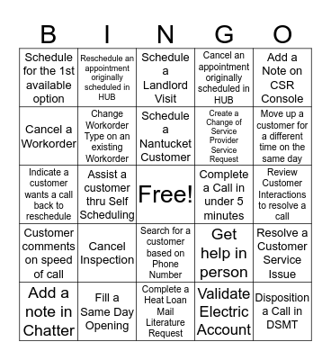 DSMT Bingo Card