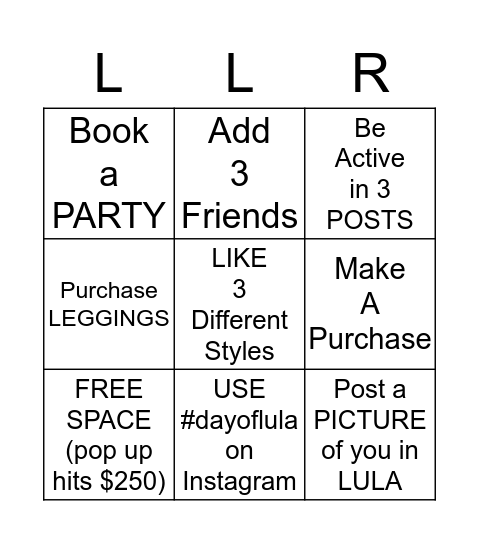 BINGO Lularoe Style Bingo Card
