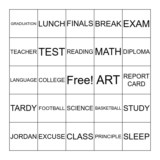 JORDAN'S PARTY 2017 Bingo Card