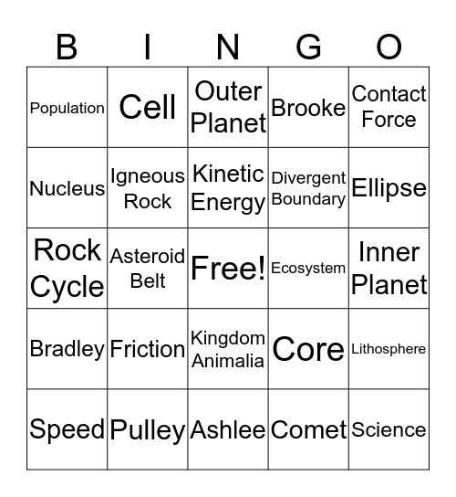 Review Bingo Card