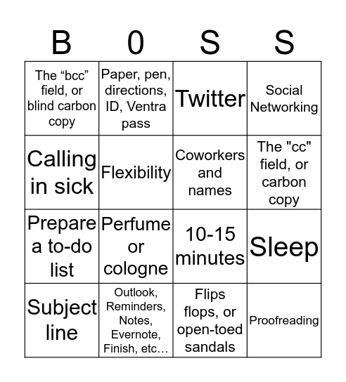 Professional BINGO Card