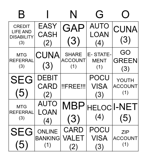 POCU FAMILY  Bingo Card