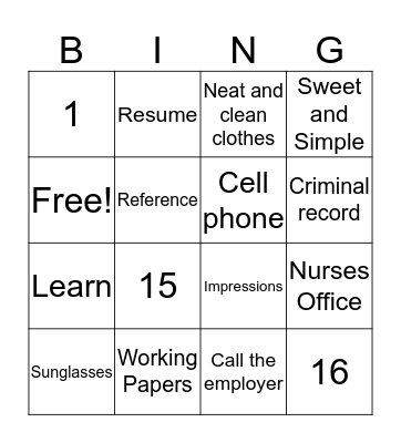 GET A JOB! Bingo Card