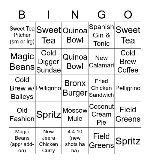 New Roll Out Bingo  Bingo Card