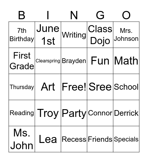 HAPPY 7th BIRTHDAY TROY!! Bingo Card