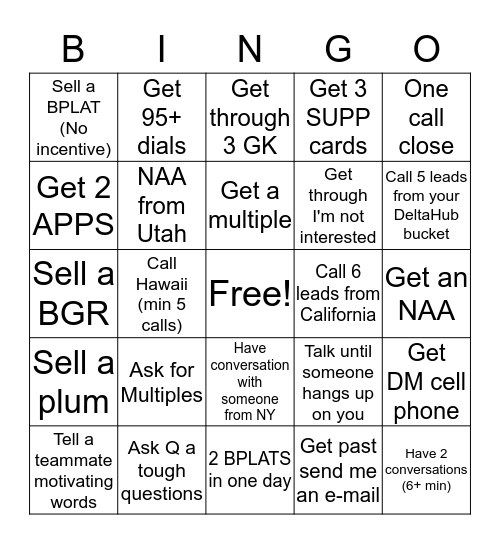 The Profits Bingo Card