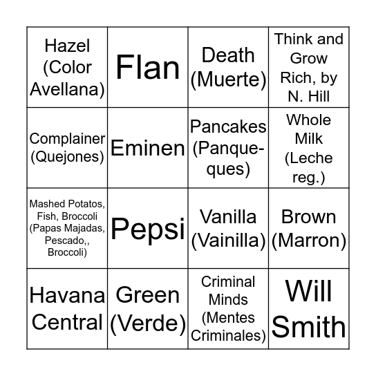 Sully's Bridal Shower  BINGO Card