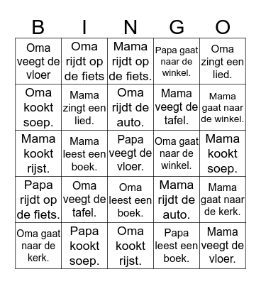 Bingo met Matthew Bingo Card