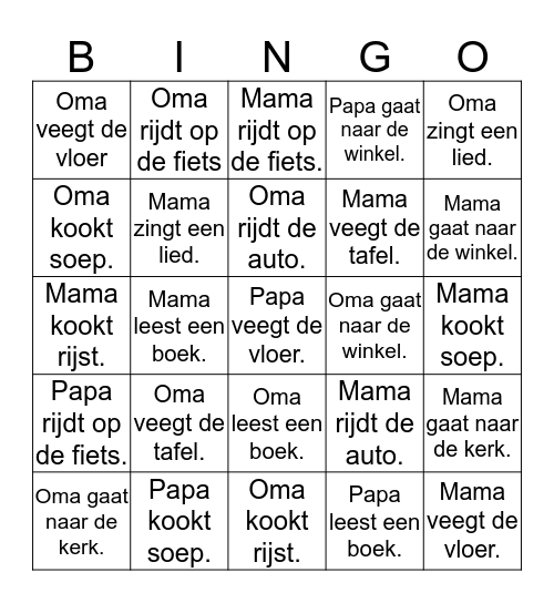 Bingo met Matthew Bingo Card