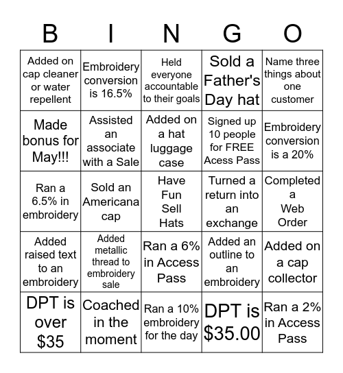 Lids BINGO Card