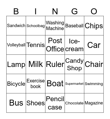 Esl bingo Card