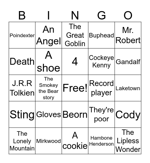 Humphrey bingo! Bingo Card