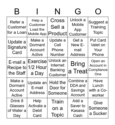 Customer Service BINGO Card