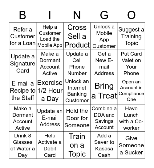 Customer Service BINGO Card