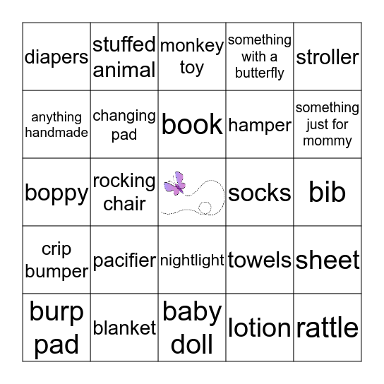 Baby Gift Bingo Card