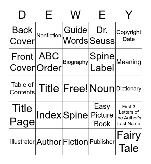 Dewey Bingo Card
