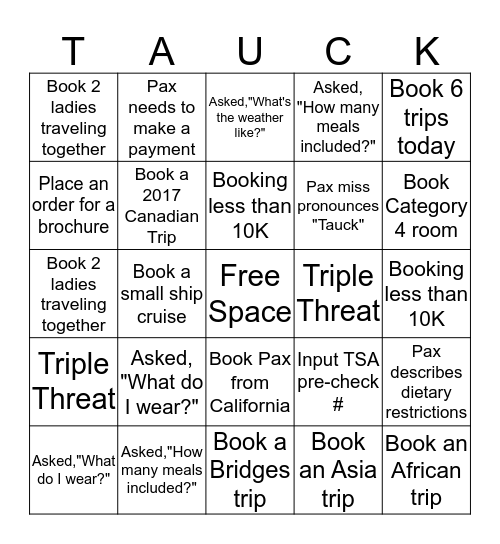 TACUK RESERVATIONS BINGO Card