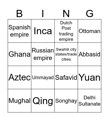 Empires = Percent Highers (2) Bingo Card