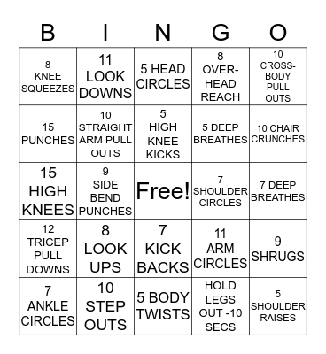 SEATED FITNESS BINGO Card