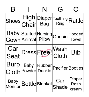 Baby Shower Bingo Card